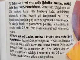 Svježi sok od jabuke, kruške i breskve 1 L