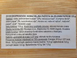 Biljna pašteta zeleni papar 125 g